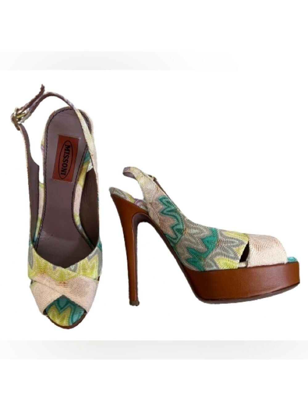 Missoni Zig Zag Fabric Covered Platform Heels. Size 6